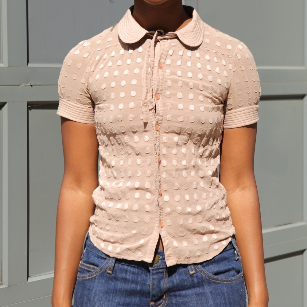 Isabel Marant Beige Polka Dot Button Down Shirt